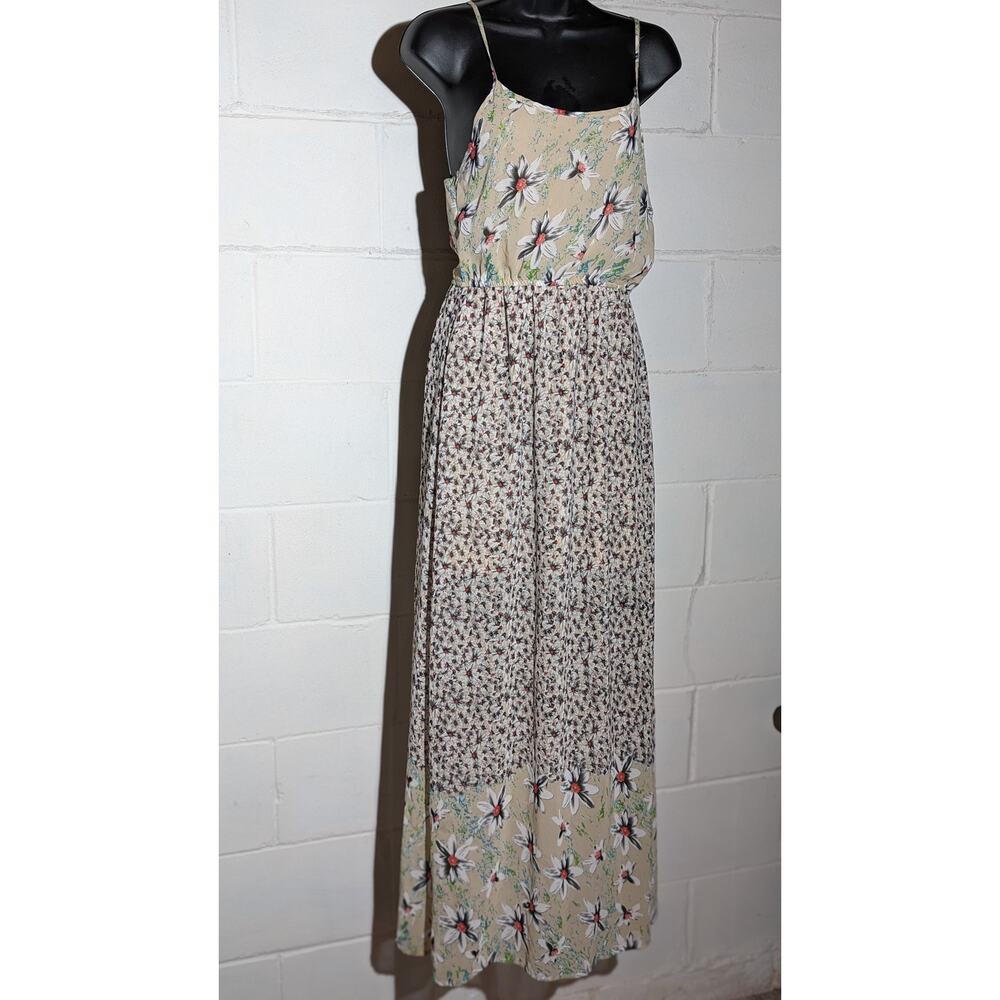 Entro Tan & Floral Sheer Maxi Dress